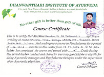 Сертификат "Панчакарма", Девадасан Мадхаван